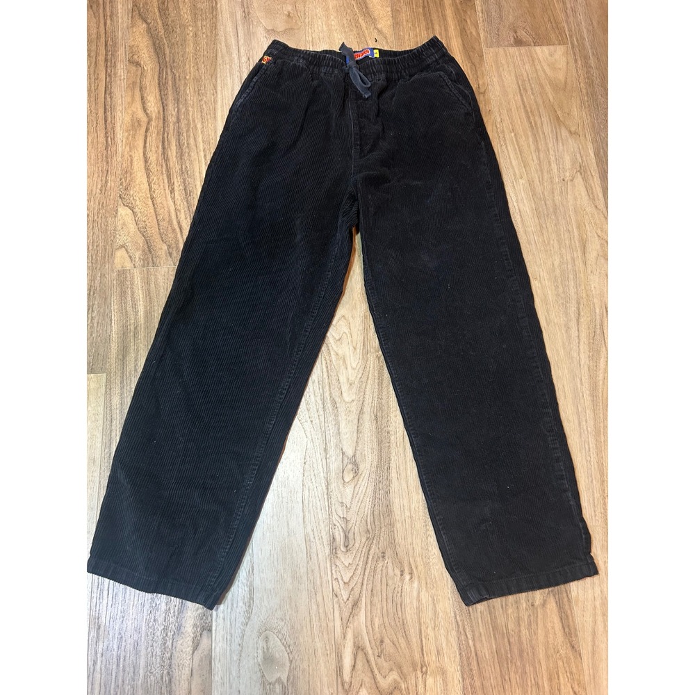 Empyre Relax Black Corduroy Pants Mens Medium Elastic Waist Straight Leg